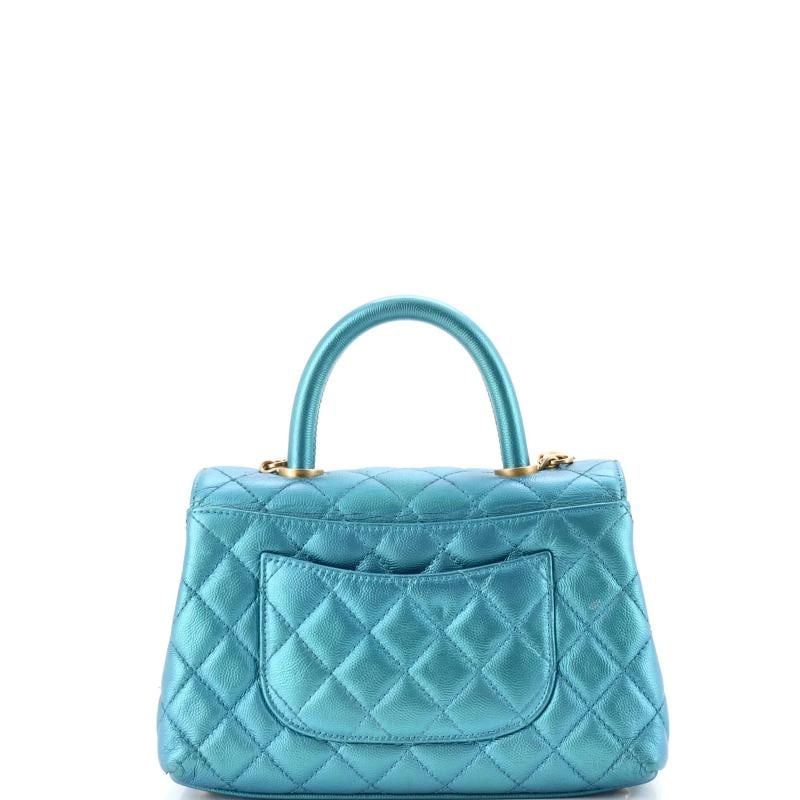 Chanel Coco Top Handle Bag Quilted Iridescent Caviar Mini - 3