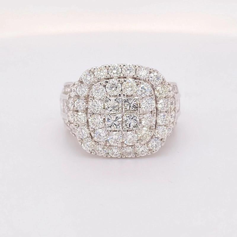 Diamond Halo Cluster 3.50 TCW Cocktail Ring 14K White Gold - 6