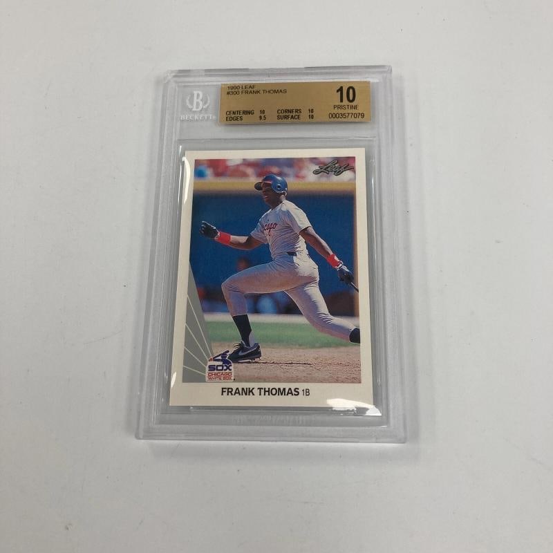 1990 Leaf #300 Frank Thomas Rookie RC BGS PRISTINE 10: Condition: Ungraded - Near mint or better: Not in original packaging or professionally graded,Type: Sports Trading Card,Sport: Baseball,Manufacturer: Leaf,Player/Athlete: Frank Thomas,Features: