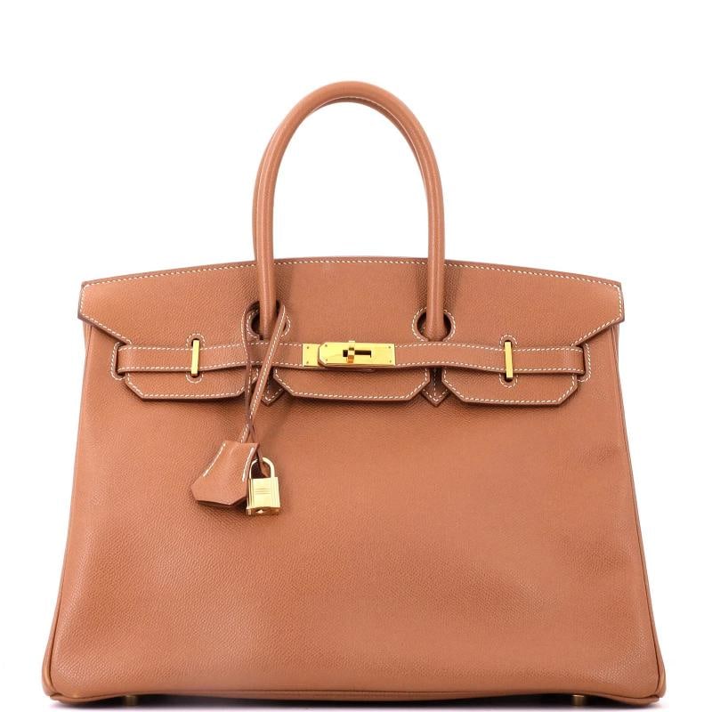Hermes Birkin Handbag Brown Courchevel with Gold Hardware 35: Condition: Pre-owned - Good,Brand: Hermes,Exterior Material: Leather,Style: Totes,Exterior Color: Brown,Department: Women,Size: 35,Accessories: Keys, Dust Bag, Clochette, Lock