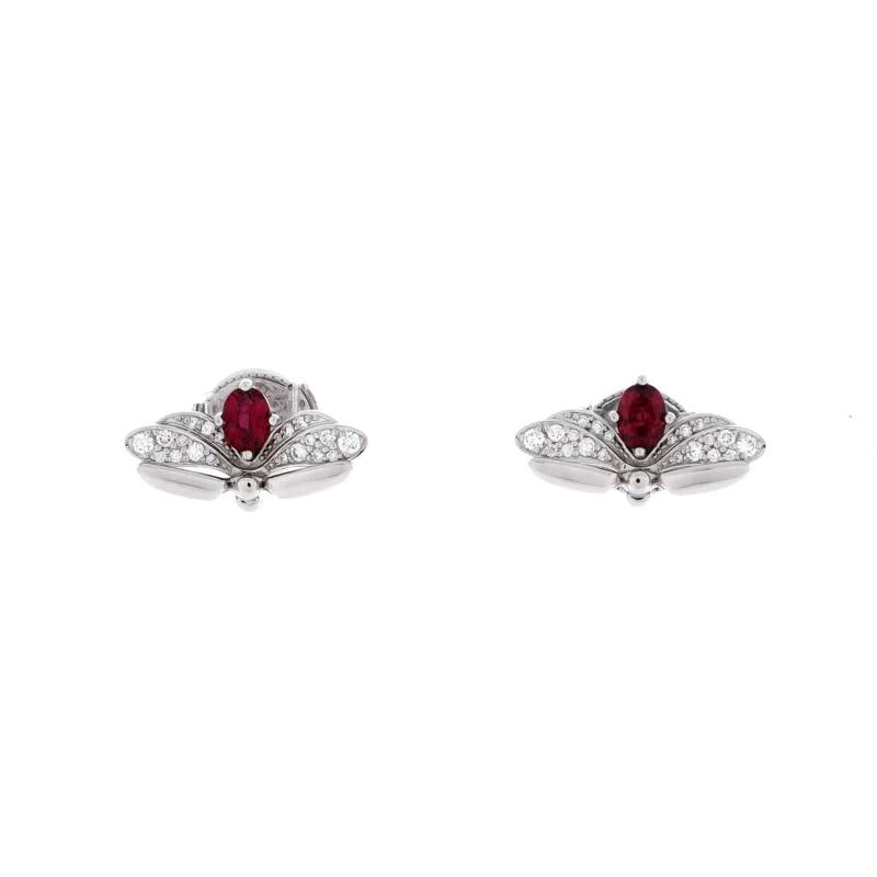 Tiffany & Co. Paper Flowers Firefly Stud Earrings Platinum with Diamonds: Condition: Pre-owned - Good,Brand: Tiffany & Co.,Main Stone: Rubellite, Tourmaline,Metal: Platinum (Pt950),Metal Purity: Unknown,Style: Stud,Type: Earrings,Color: Silver,Material: Diamond, Platinum, R