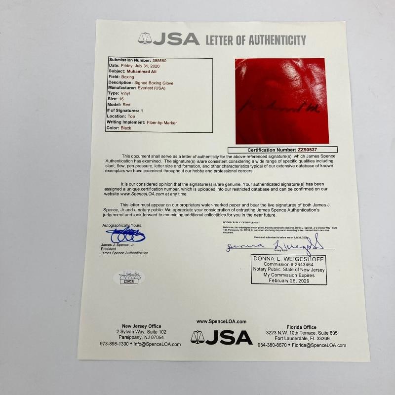Muhammad Ali Signed Everlast Boxing Glove JSA COA - 4