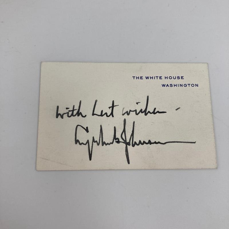 President Lyndon B. Johnson Signed White House Original Card JSA COA - 2