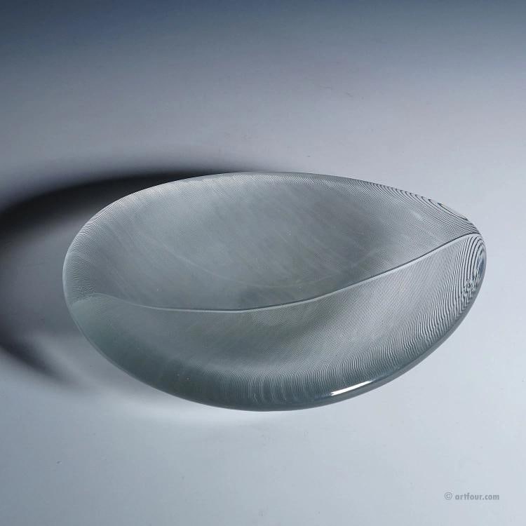 Large Vintage Art Glass Bowl by Tapio Wirkkala for Iittala 1950s - 11