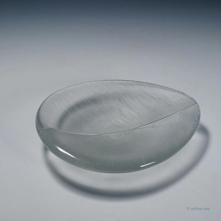 Large Vintage Art Glass Bowl by Tapio Wirkkala for Iittala 1950s - 12