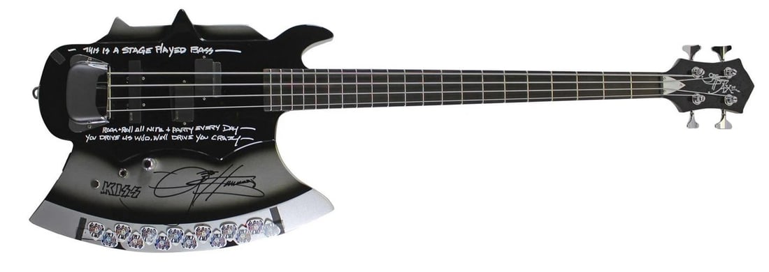 Gene Simmons Authentic Signed & Inscribed Stage Used Axe Guitar & Case JSA - 2
