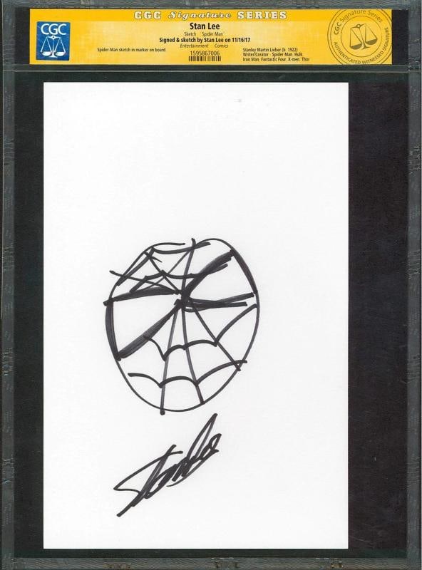Stan Lee Marvel Authentic Signed 7x10.5 Spider-Man Hand-Drawn Sketch CGC & PSA - 5