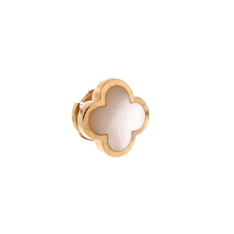 Van Cleef & Arpels Pure Alhambra Stud Earrings 18K Yellow Gold and Mother of - 2