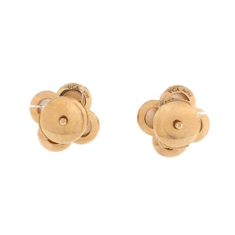 Van Cleef & Arpels Pure Alhambra Stud Earrings 18K Yellow Gold and Mother of - 3