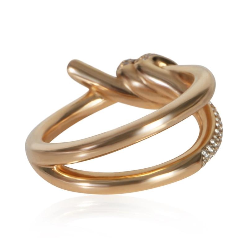 Tiffany & Co. Rose Gold Diamond Double Row Knot Ring - 5