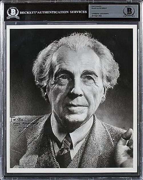 Frank Lloyd Wright Authentic Signed 8x10 Black & White Photo BAS Slabbed - 3