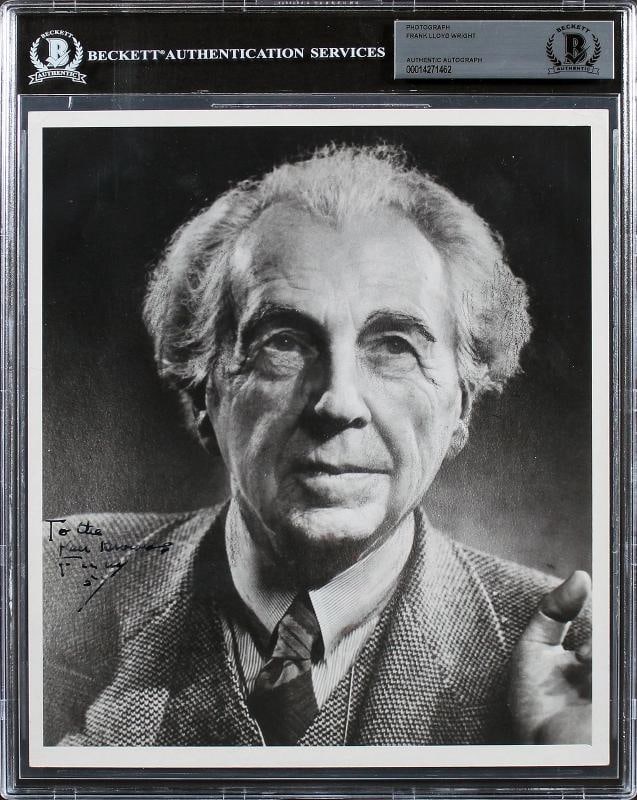 Frank Lloyd Wright Authentic Signed 8x10 Black & White Photo BAS Slabbed - 4