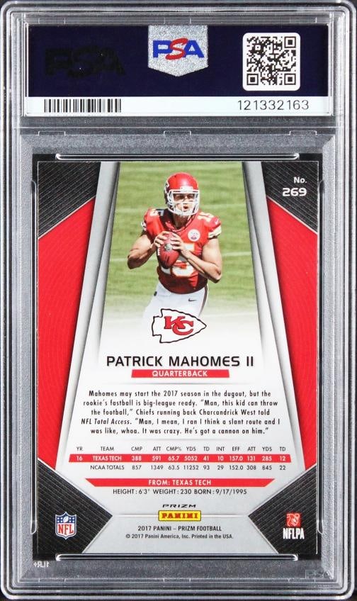 Patrick Mahomes Signed 2017 Panini Prizm Silver #269 RC Card 8 Auto 10 PSA Slab - 2
