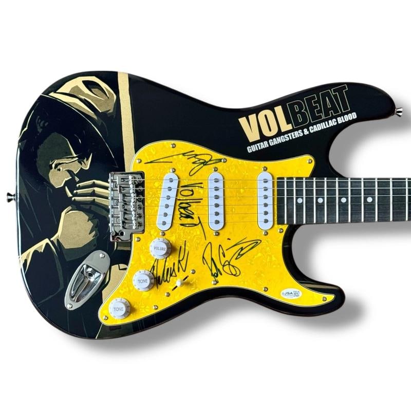Volbeat Signed Guitar Custom JSA COA Michael Poulsen Anders Kjolholm Rob Caggian: Industry: Music,Signed: Yes,Autograph Authentication: James Spence (JSA),Object Type: Guitar & Guitar Pick,Original/Reproduction: Original,Country of Origin: United States