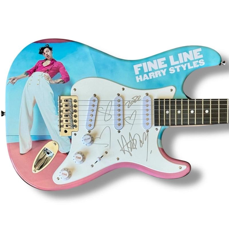 HARRY STYLES Signed Guitar Custom Graphics JSA COA WATERMELON SUGAR: Industry: Music,Signed: Yes,Autograph Authentication: James Spence (JSA),Object Type: Guitar & Guitar Pick,Original/Reproduction: Original,Country of Origin: United States This full-size Autograph Edi