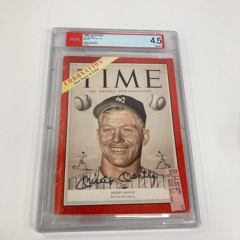 Mickey Mantle Signed 1953 TIME Magazine PSA 9 MINT Auto: Sport: Baseball,Player: Mickey Mantle,Signed: Yes,Original/Reprint: Original,Autograph Authentication: Professional Sports Authenticator (PSA),Product: Magazine,Team: New York Yankees,Country of