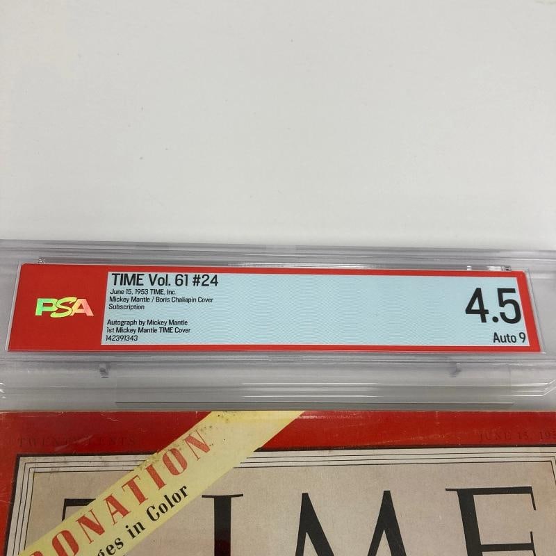 Mickey Mantle Signed 1953 TIME Magazine PSA 9 MINT Auto - 2