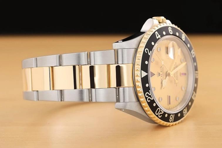 2007 CARD ROLEX GMT MASTER II 40MM 16713 SERTI RUBY DIAMOND 18K GOLD STEEL WATCH - 8