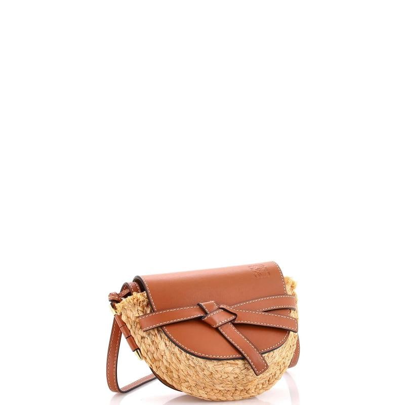 Loewe Gate Leather Shoulder Leather with Raffia Mini - 2