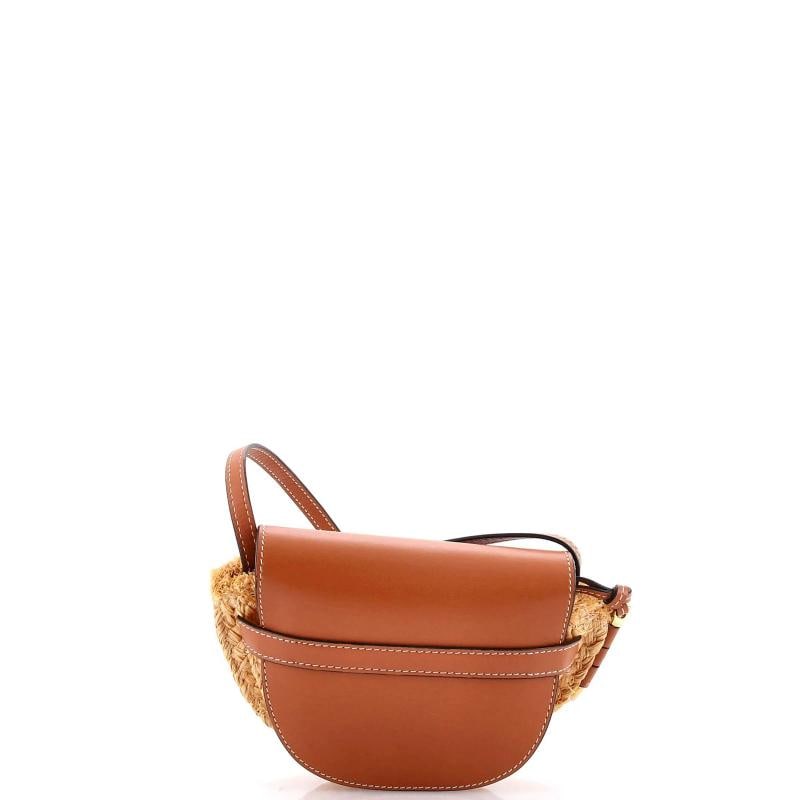 Loewe Gate Leather Shoulder Leather with Raffia Mini - 3