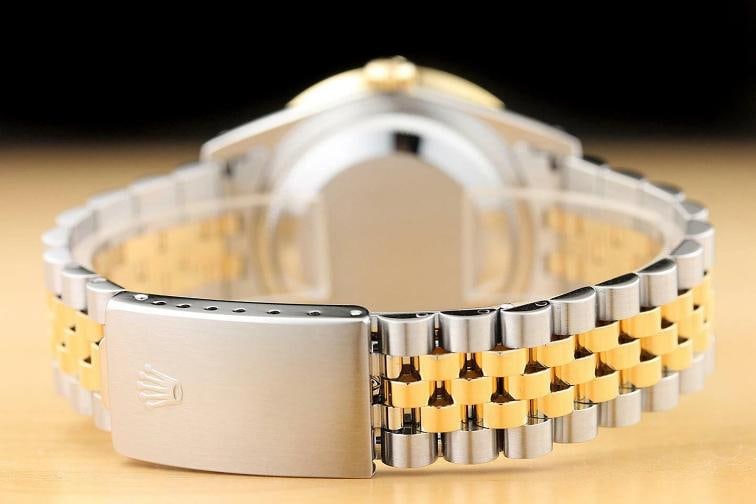 ROLEX MENS DATEJUST 16233 DIAMOND DIAL 2.5 CT BEZEL 18K YELLOW GOLD STEEL WATCH - 6