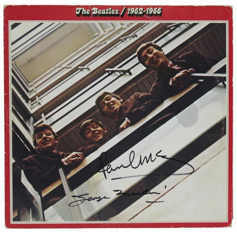 Paul McCartney & George Martin Beatles Signed 1962-1966 Album Cover W/ Vinyl BAS - 2