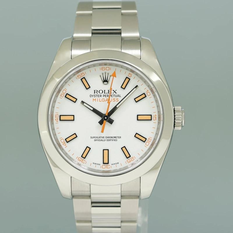 2017 PAPERS MINT Rolex Milgauss 116400 White 40mm Steel Anti-Magnetic Watch - 2