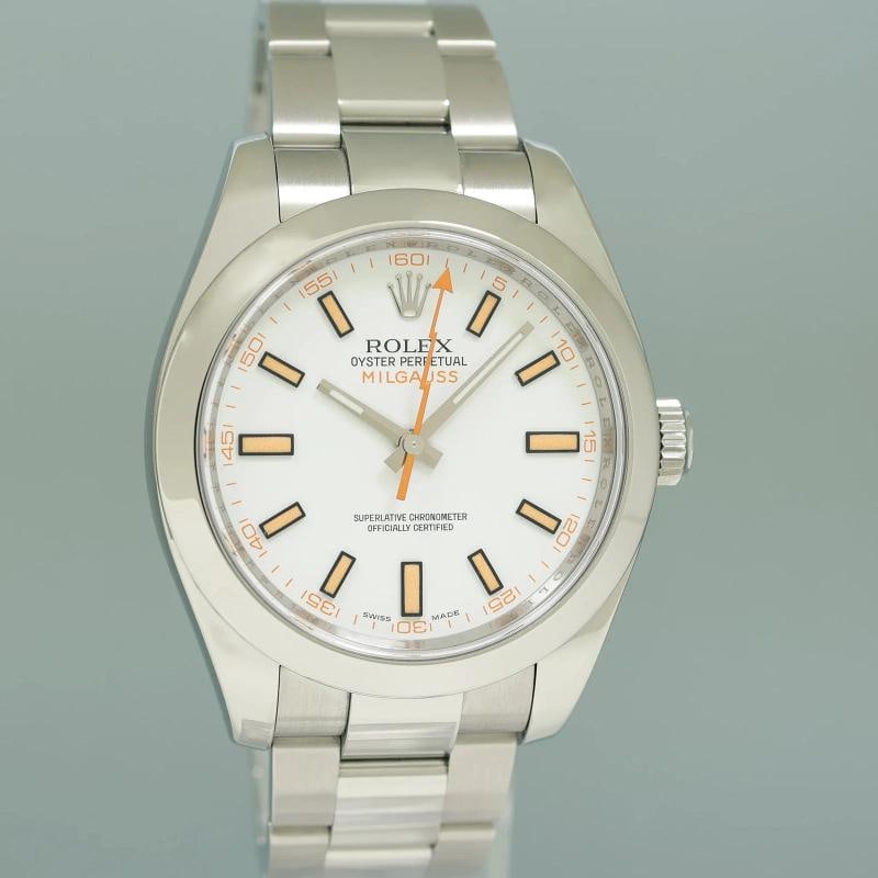 2017 PAPERS MINT Rolex Milgauss 116400 White 40mm Steel Anti-Magnetic Watch - 3