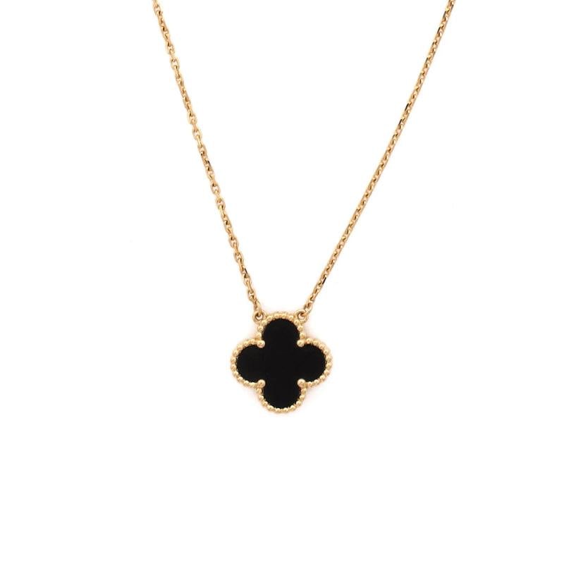 Van Cleef & Arpels Vintage Alhambra Pendant Necklace 18K Yellow Gold and Onyx: Condition: Pre-owned - Good,Brand: Van Cleef & Arpels,Main Stone: Onyx,Metal: 18K Yellow Gold,Metal Purity: 18K,Style: Pendant,Type: Necklace,Color: Yellow Gold,Material: 18K Yellow Gold, Onyx