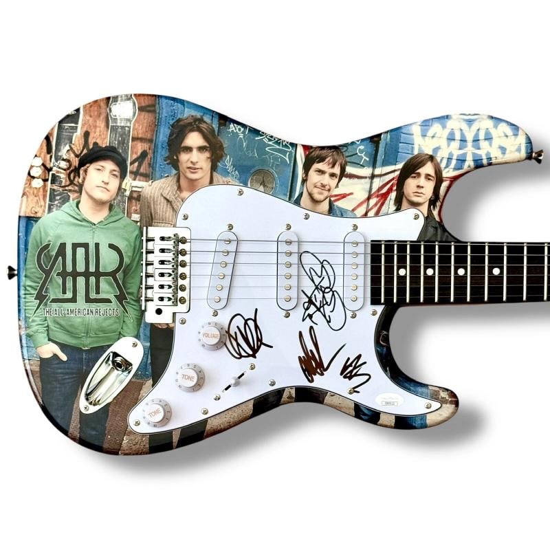 The All-American Rejects Signed Custom Guitar JSA COA Tyson Ritter Nick Wheeler: Industry: Music,Signed: Yes,Autograph Authentication: James Spence (JSA),Object Type: Guitar & Guitar Pick,Original/Reproduction: Original,Country of Origin: United States