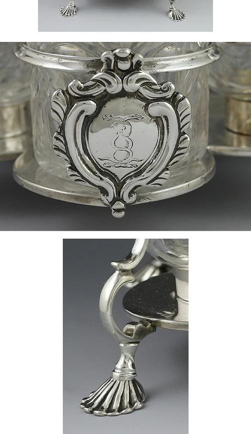 1763 English Sterling Silver & Cut Glass Castor Set - 2