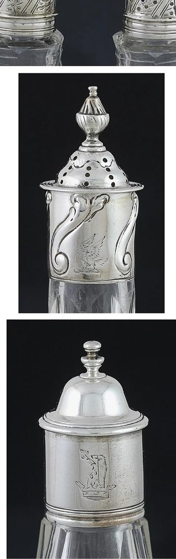 1763 English Sterling Silver & Cut Glass Castor Set - 5