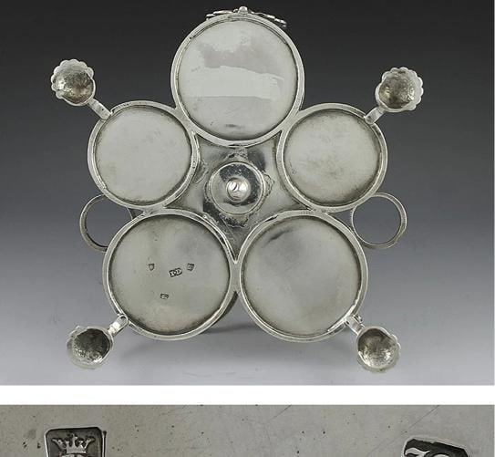 1763 English Sterling Silver & Cut Glass Castor Set - 6