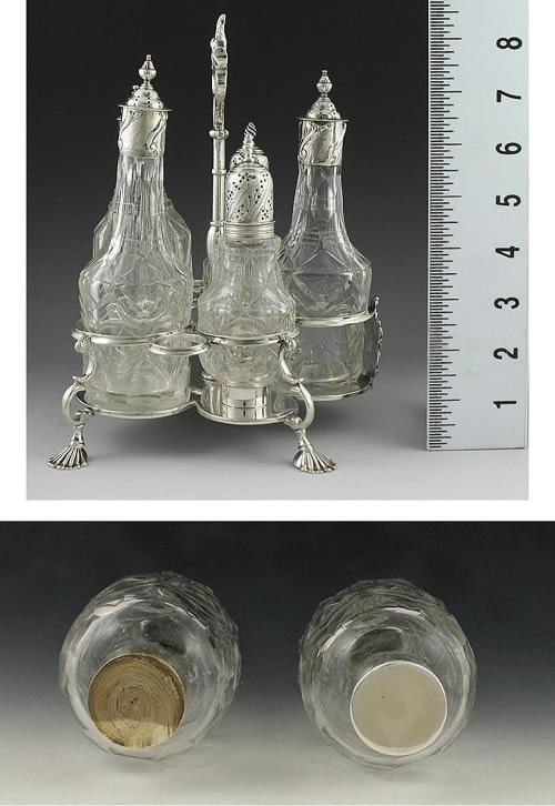 1763 English Sterling Silver & Cut Glass Castor Set - 9