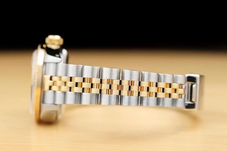 ROLEX LADIES DATEJUST 69173 ICE BLUE FACTORY DIAMOND DIAL 18K GOLD STEEL WATCH - 5