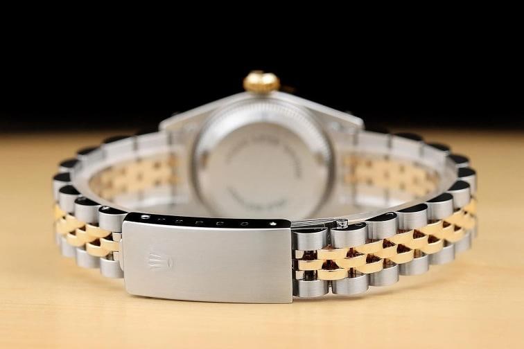 ROLEX LADIES DATEJUST 69173 ICE BLUE FACTORY DIAMOND DIAL 18K GOLD STEEL WATCH - 6