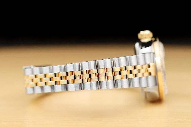 ROLEX LADIES DATEJUST 69173 ICE BLUE FACTORY DIAMOND DIAL 18K GOLD STEEL WATCH - 8