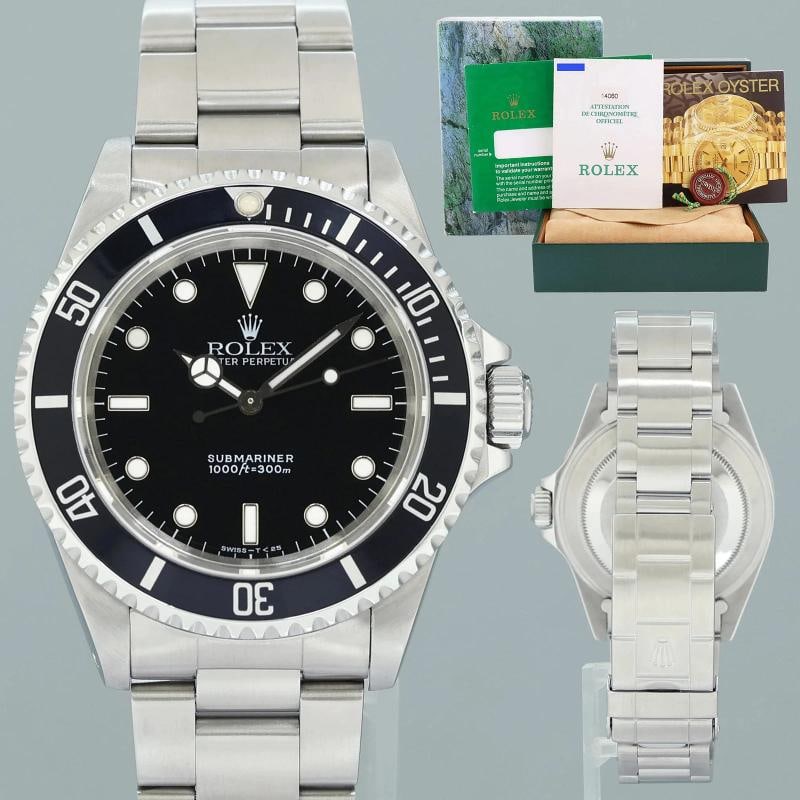 1996 PAPERS MINT Rolex 14060LN Submariner No-Date 2 Line Tritium Dial Black 40mm: Condition: Pre-owned - Excellent,Brand: Rolex,Department: Unisex Adults,Type: Wristwatch,Model: Submariner,Reference Number: 14060LN,With Original Box/Packaging: Yes,With Papers: Original,Customized: 