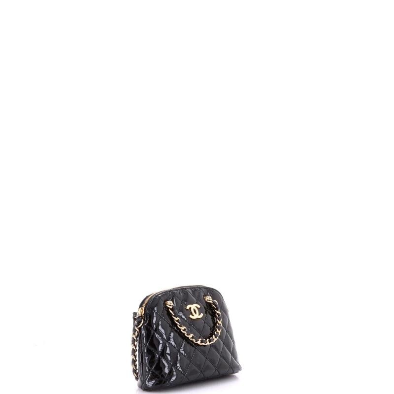 Chanel CC Dome Zip Crossbody Bag Quilted Patent Mini - 2