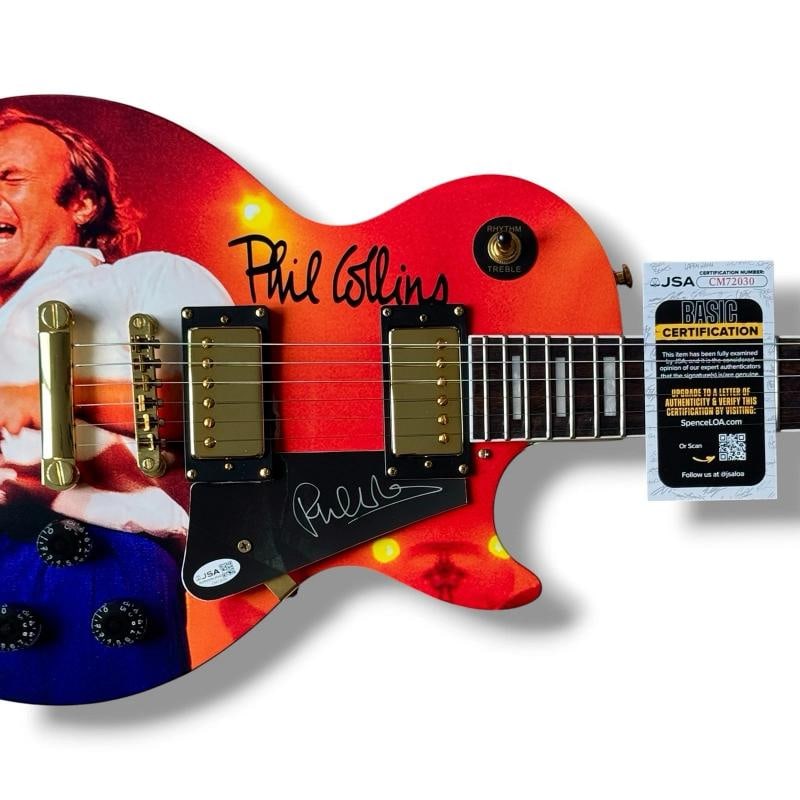 Phil Collins Signed Guitar Custom Graphics JSA COA Genesis In The Air Tonight! - 2