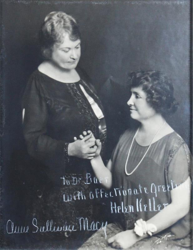 Helen Keller & Anne Sullivan Macy Signed Framed 11x14 Gelatin Photo BAS #AE64814 - 2