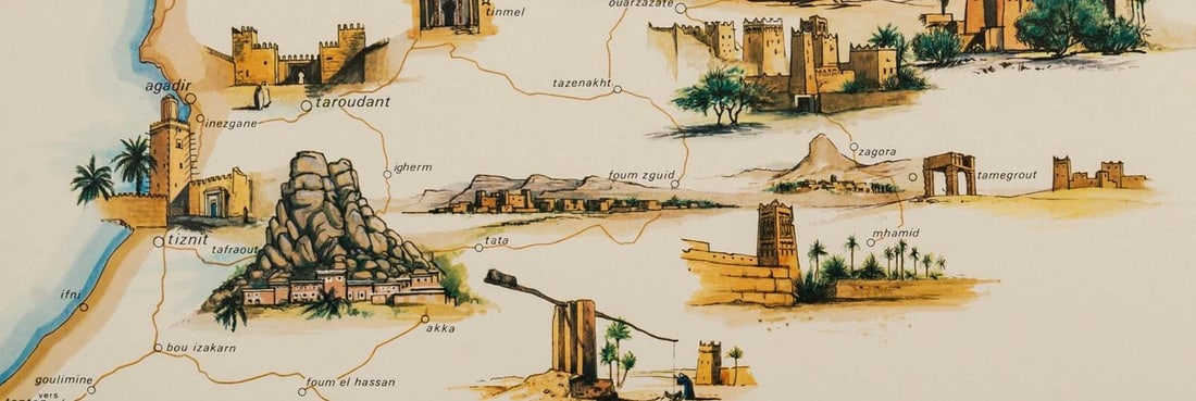 Gayraud, Original Vintage Poster, Morocco Map, Royal Air Maroc, Essaouira, 1950 - 5