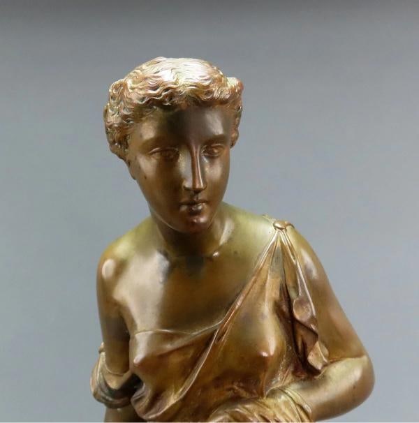 Mid/Late 1800s Continental European Bronze Statue Psyche Young Greek Woman - 2