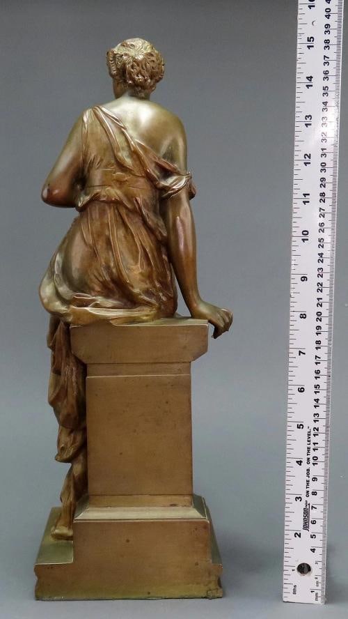 Mid/Late 1800s Continental European Bronze Statue Psyche Young Greek Woman - 5