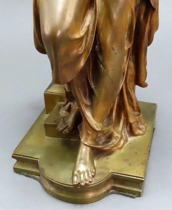 Mid/Late 1800s Continental European Bronze Statue Psyche Young Greek Woman - 6
