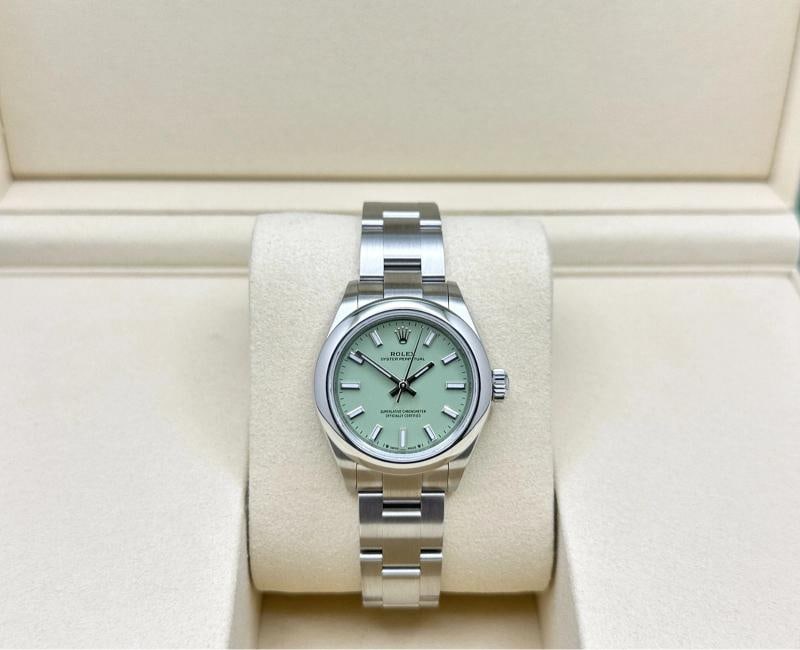 Brand New Rolex Ladies Oyster Perpetual 28 276200 PISTACHIO Dial Steel Full Set - 3