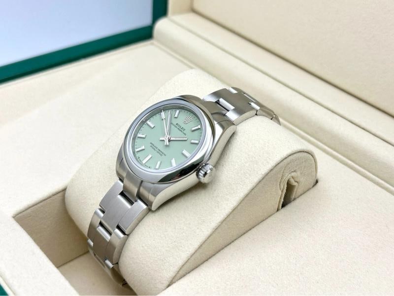 Brand New Rolex Ladies Oyster Perpetual 28 276200 PISTACHIO Dial Steel Full Set - 4