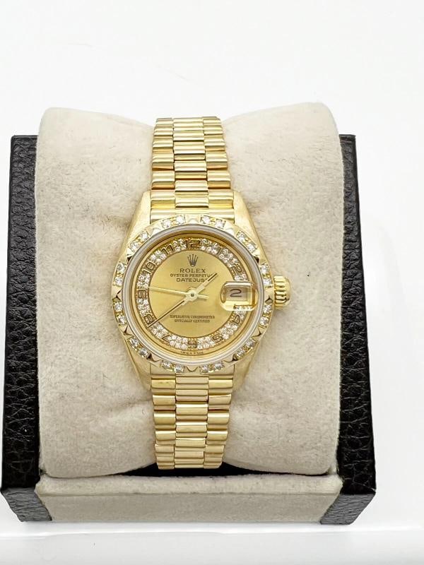 Rolex 69258 Ladies President Diamond Dial Bezel 18K Yellow Gold Box Paper - 2
