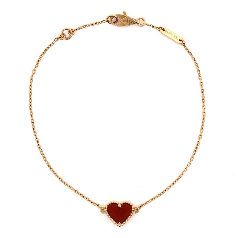 Van Cleef & Arpels Sweet Alhambra Heart Bracelet 18K Rose Gold with Carnelian: Condition: Pre-owned - Good,Brand: Van Cleef & Arpels,Main Stone: Carnelian,Metal: 18K Rose Gold,Metal Purity: 18K,Style: Bracelet,Type: Bracelet,Color: Rose Gold,Material: 18K Rose Gold, Carnelian