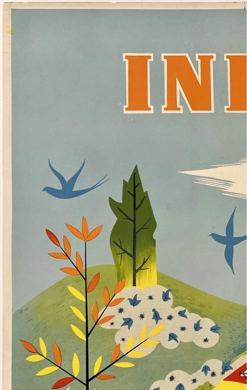 Original Vintage Poster INDIA AIR INDIA INTERNATIONAL Airline Travel Tourism OL - 2